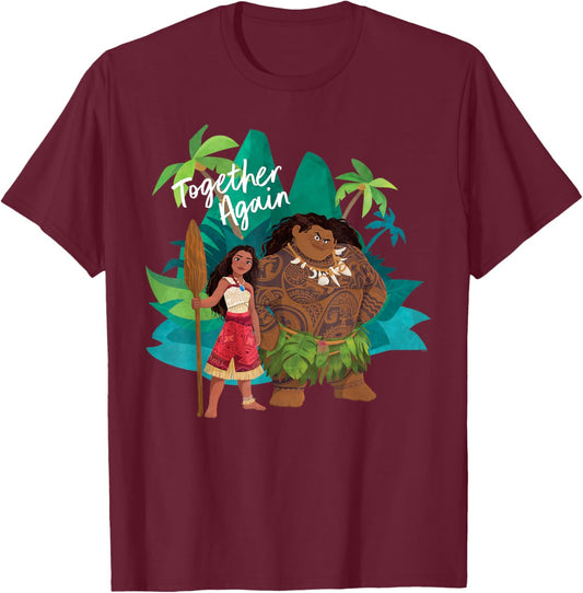Disney Moana 2 Moana and Maui Together Again T-Shirt - T-Shirt | Maroon
