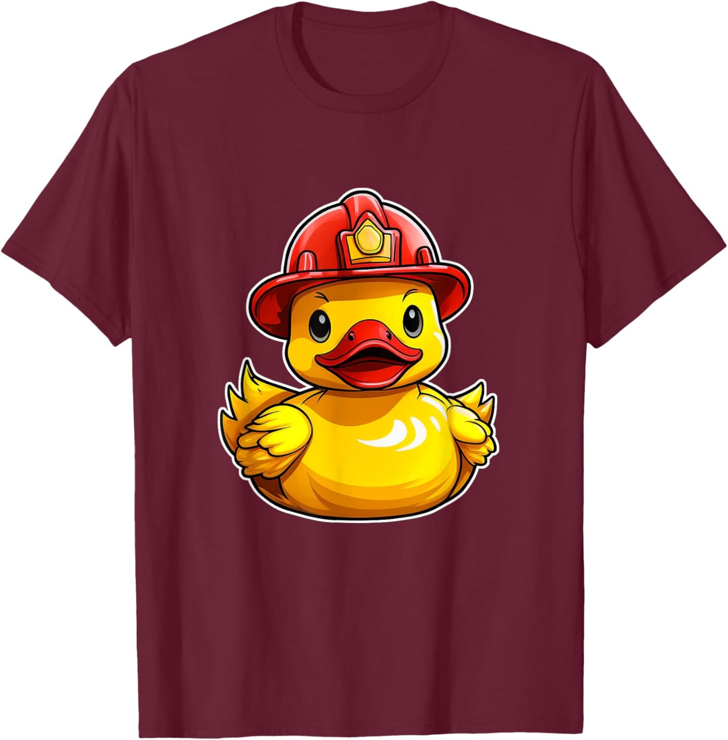 Fireman Rubber Duck, Fire Fighter Rubber Duckie T-Shirt - T-Shirt | Maroon