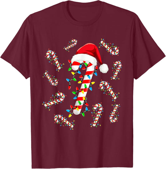 Christmas Candy Santa Xmas Light Kids Toddler Youth Women T-Shirt - T-Shirt | Maroon