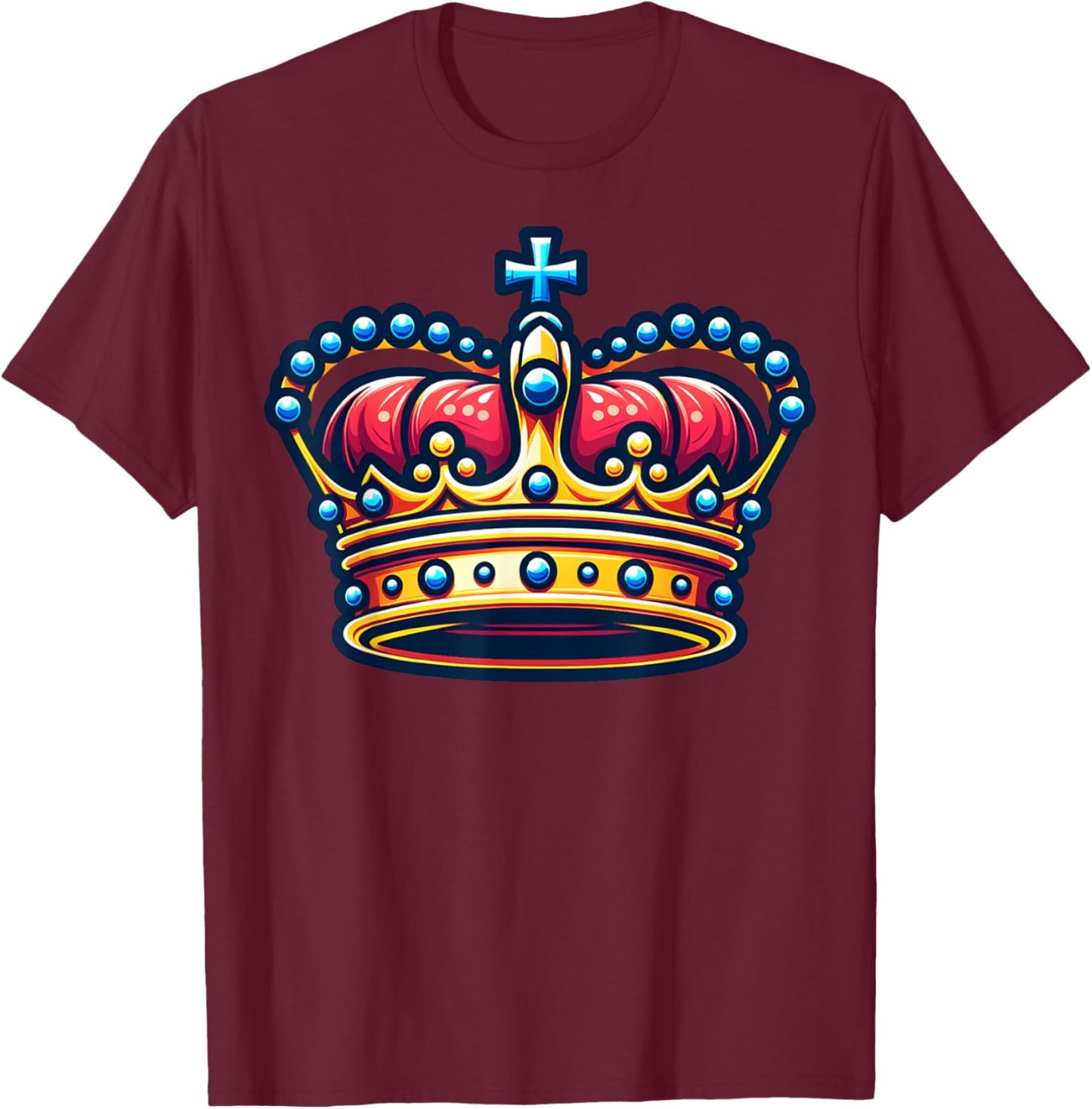 Elegant Royal Crown Illustration for Adults T-Shirt - T-Shirt | Maroon