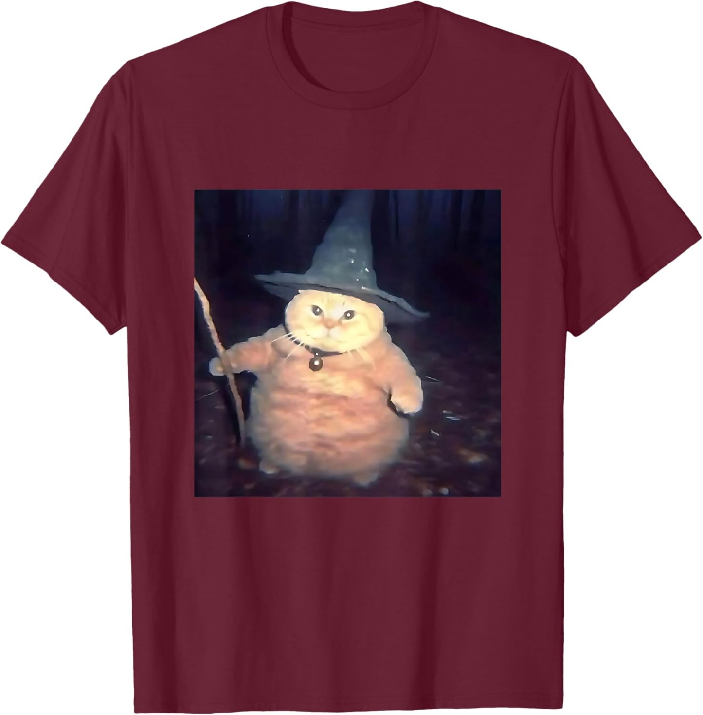 Wizard Cat Weird Funny Halloween Cat Meme T-Shirt - T-Shirt | Maroon