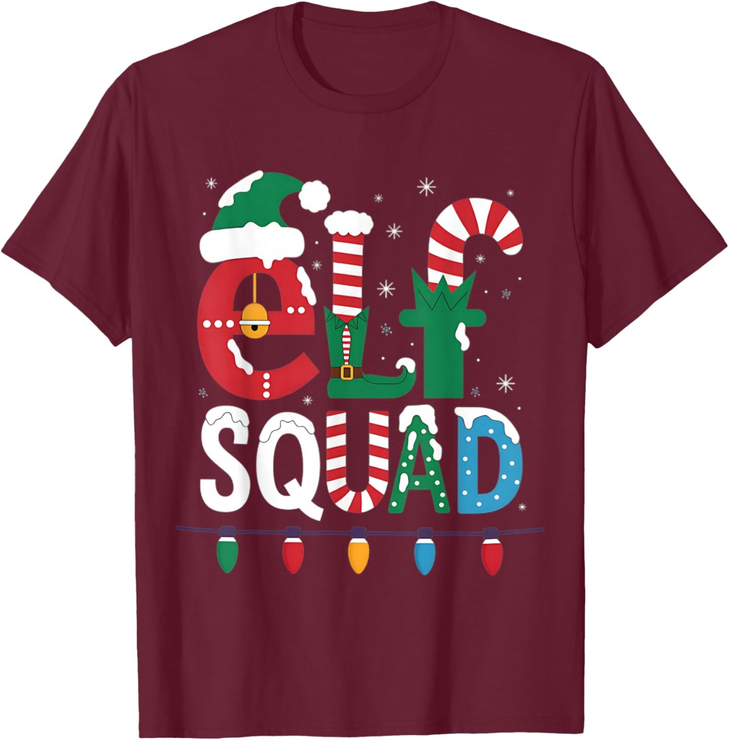 Elf Family Christmas Matching Pajamas Xmas Elf Squad T-Shirt - T-Shirt | Maroon