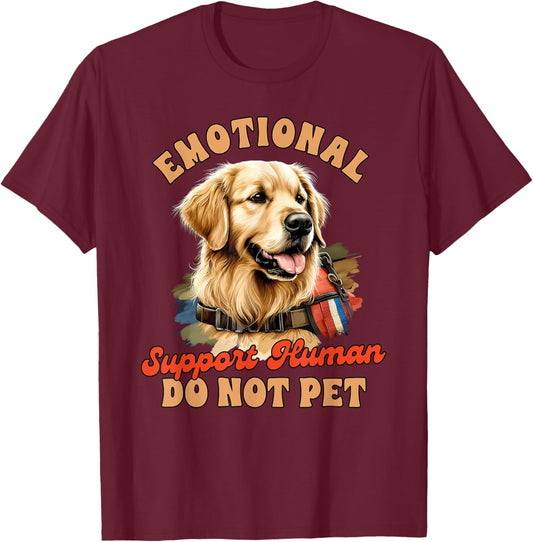Dog Handler Service Dog Emotional Support -Adults , Black, Small, Short Sleeve, Modern Casual, Service Dog Themed T-Shirt - T-Shirt | Maroon