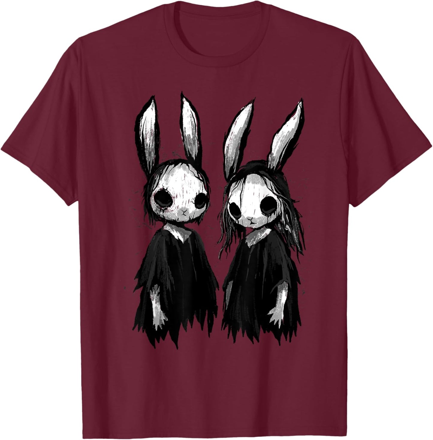 Gothic Shirt Creepy Bunny Goth Rabbit Evil Bunnies Weirdcore T-Shirt - T-Shirt | Maroon