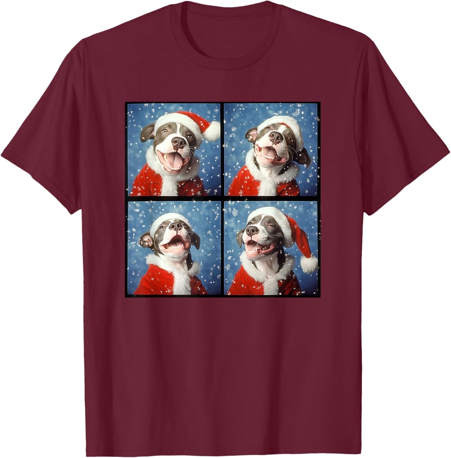 Pitbull Santa Hat Men Kids Women Christmas Pittie T-Shirt - T-Shirt | Maroon