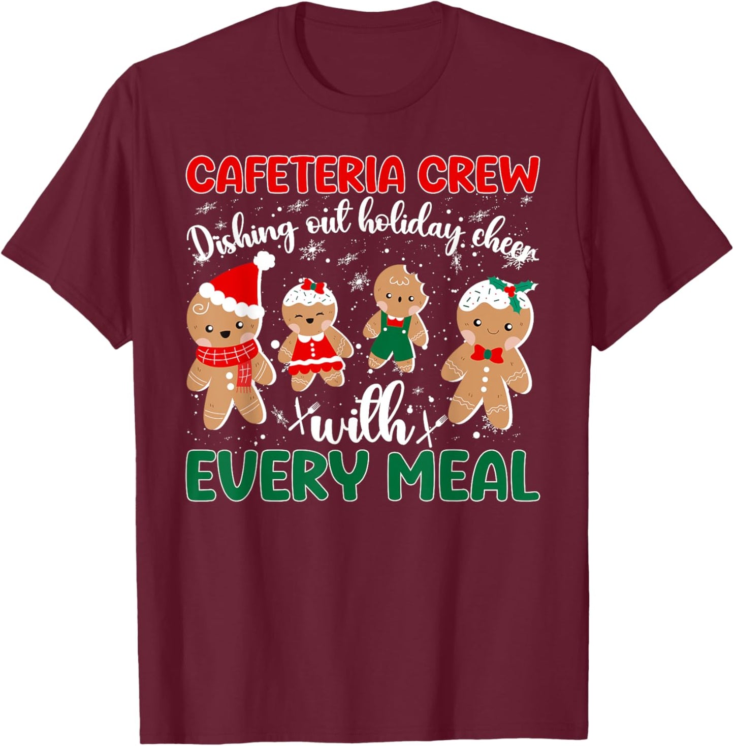 Cafeteria Crew Lunch Lady Christmas Lunch Ladies Xmas Party T-Shirt - T-Shirt | Maroon