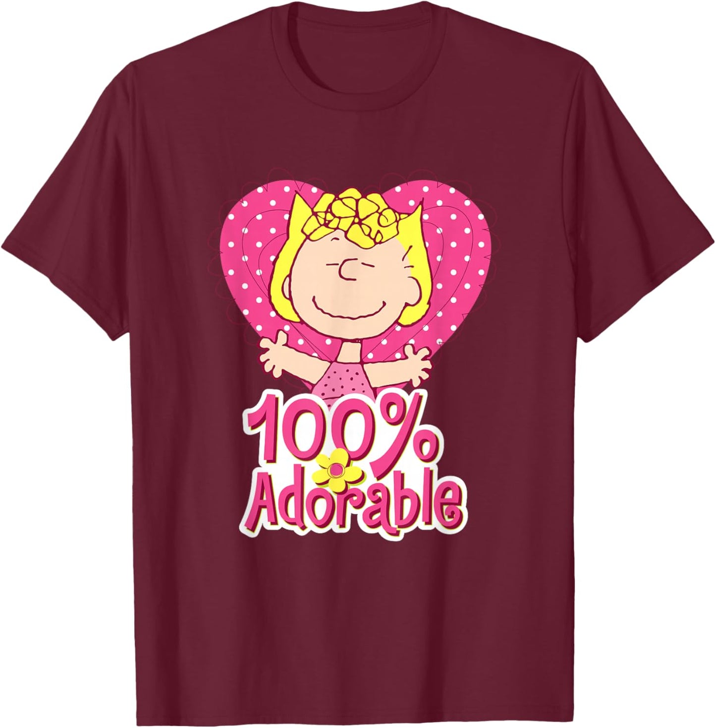 Peanuts Sally Brown Pink And Adorable T-Shirt - T-Shirt | Maroon