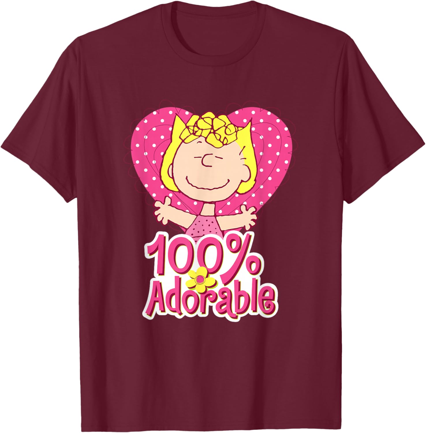 Peanuts Sally Brown Pink And Adorable T-Shirt - T-Shirt | Maroon