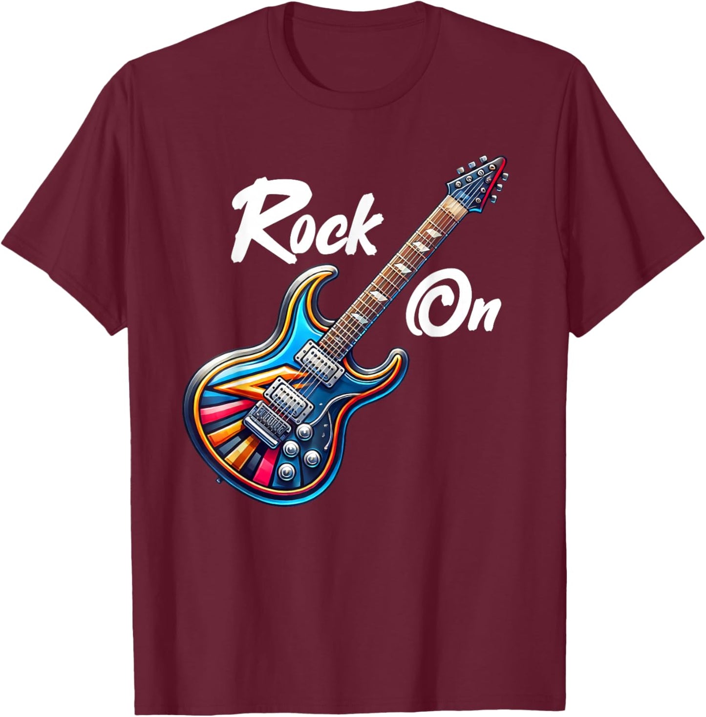 Rock On Guitar Band Funny Rock Guitar Player Girls Boys Kids T-Shirt - T-Shirt | Maroon
