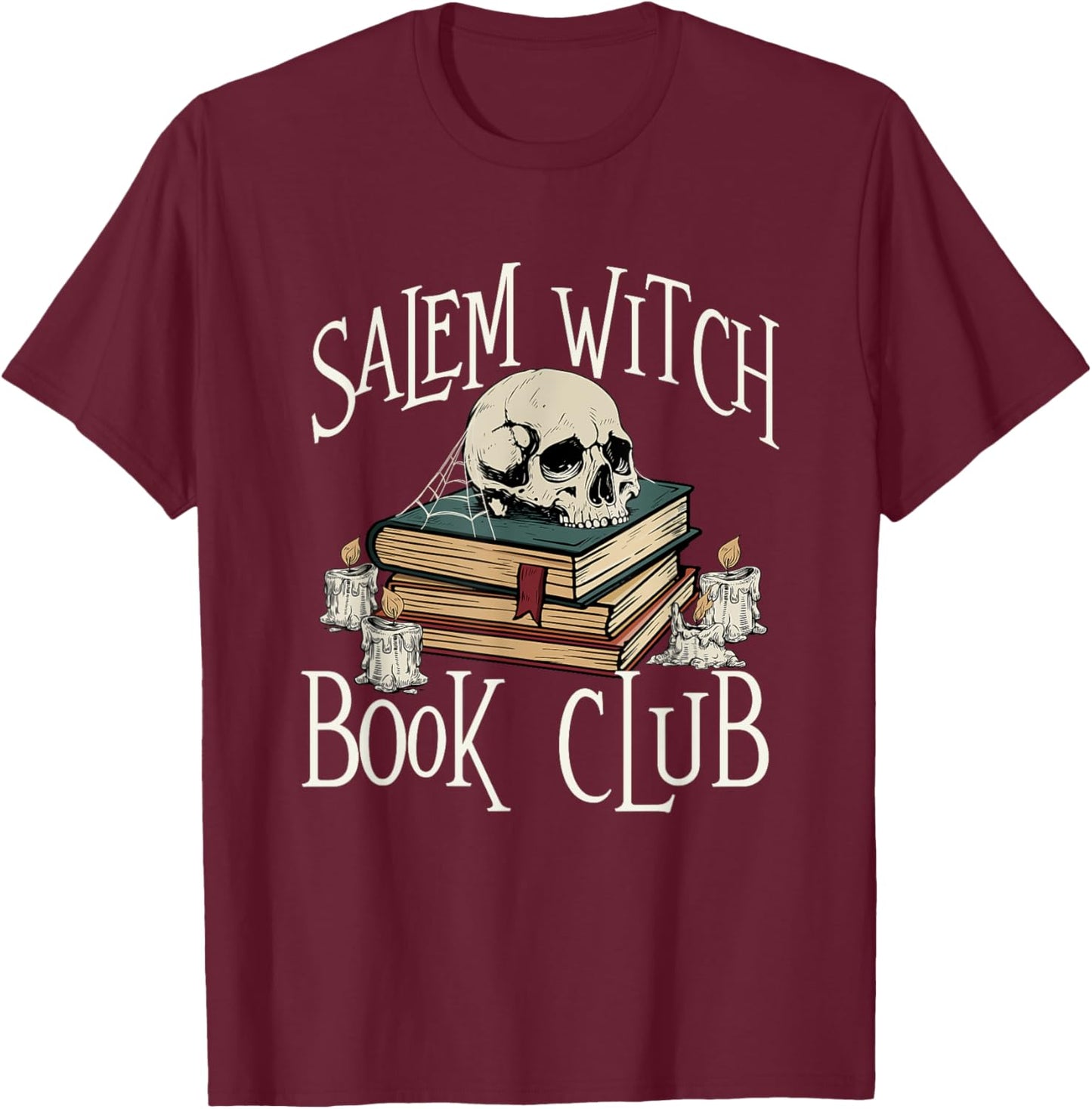 Salem Witch Book Club - Spooky Witch Halloween Ghoul T-Shirt - T-Shirt | Maroon