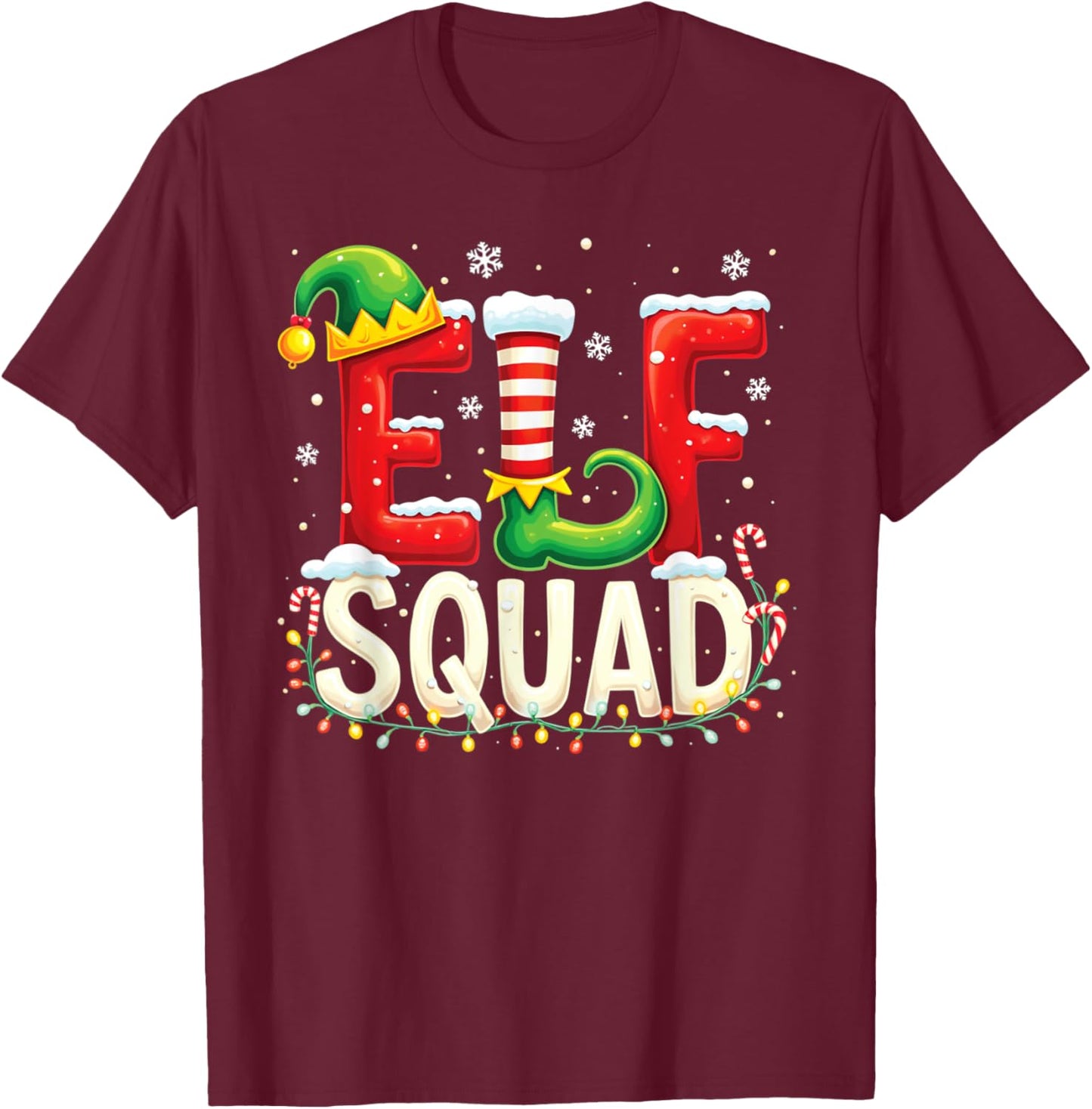 Elf Squad Funny Elf Family Christmas Matching Pajamas Xmas T-Shirt - T-Shirt | Maroon