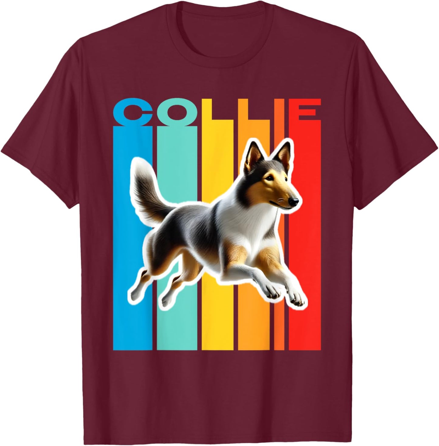 Colorful Smooth Collie T-Shirt - T-Shirt | Maroon