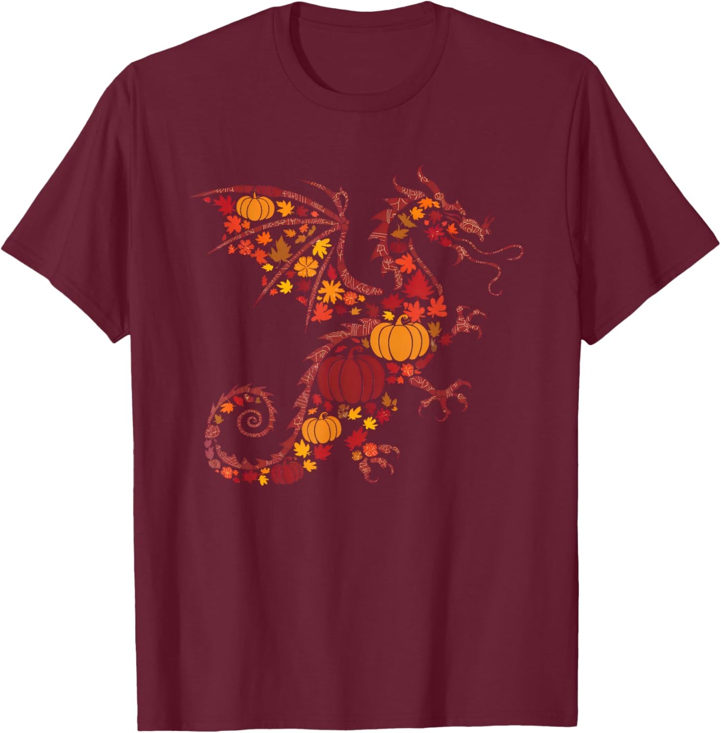 Fall Dragon Thanksgiving Autumn Pumpkin Women Men Boys Girls T-Shirt - T-Shirt | Maroon