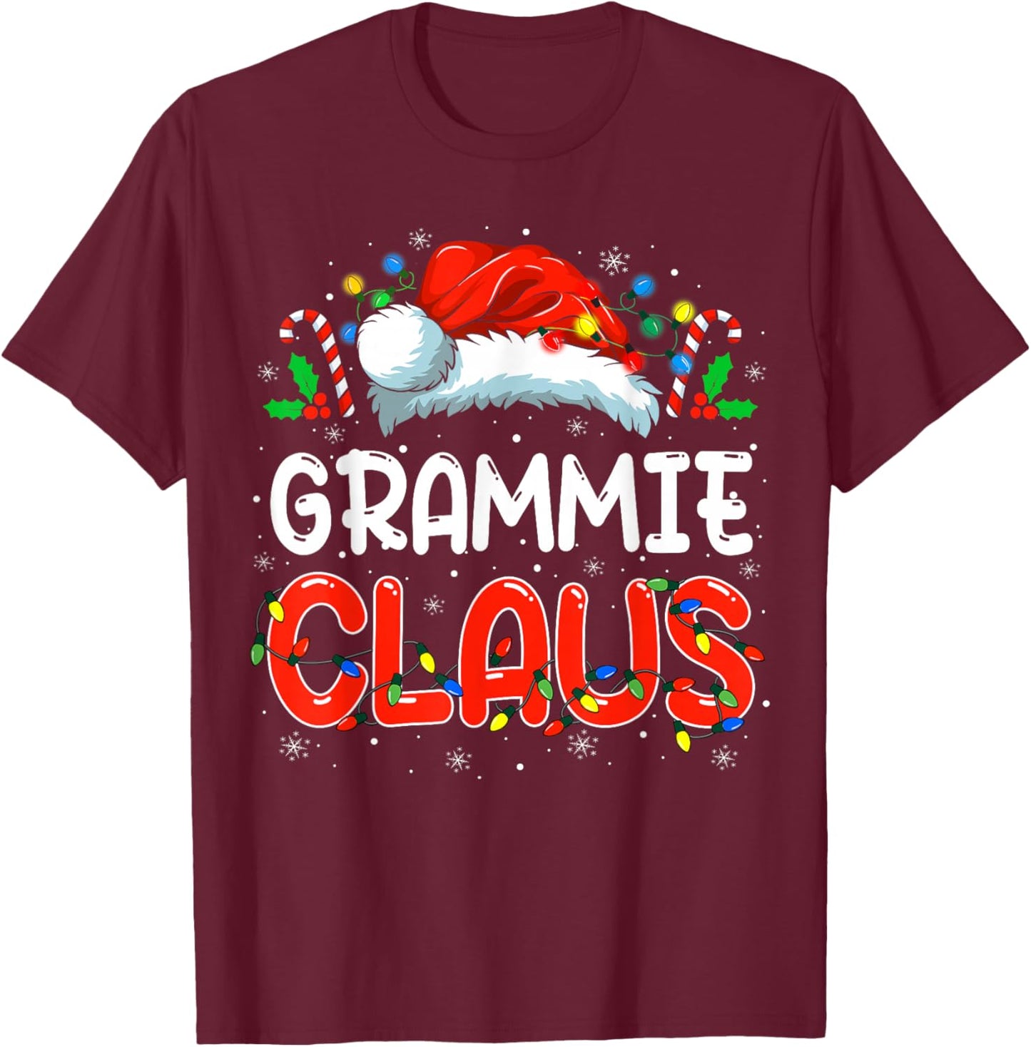Grammie Claus Christmas Family Matching Pajamas Funny Xmas T-Shirt - T-Shirt | Maroon