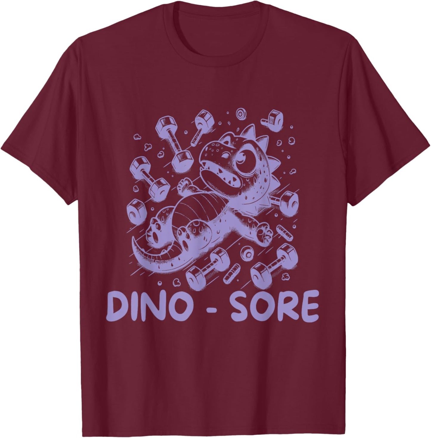 Funny Dinosaur Workout Gag Dino Sore Lifting Gym T-Shirt - T-Shirt | Maroon