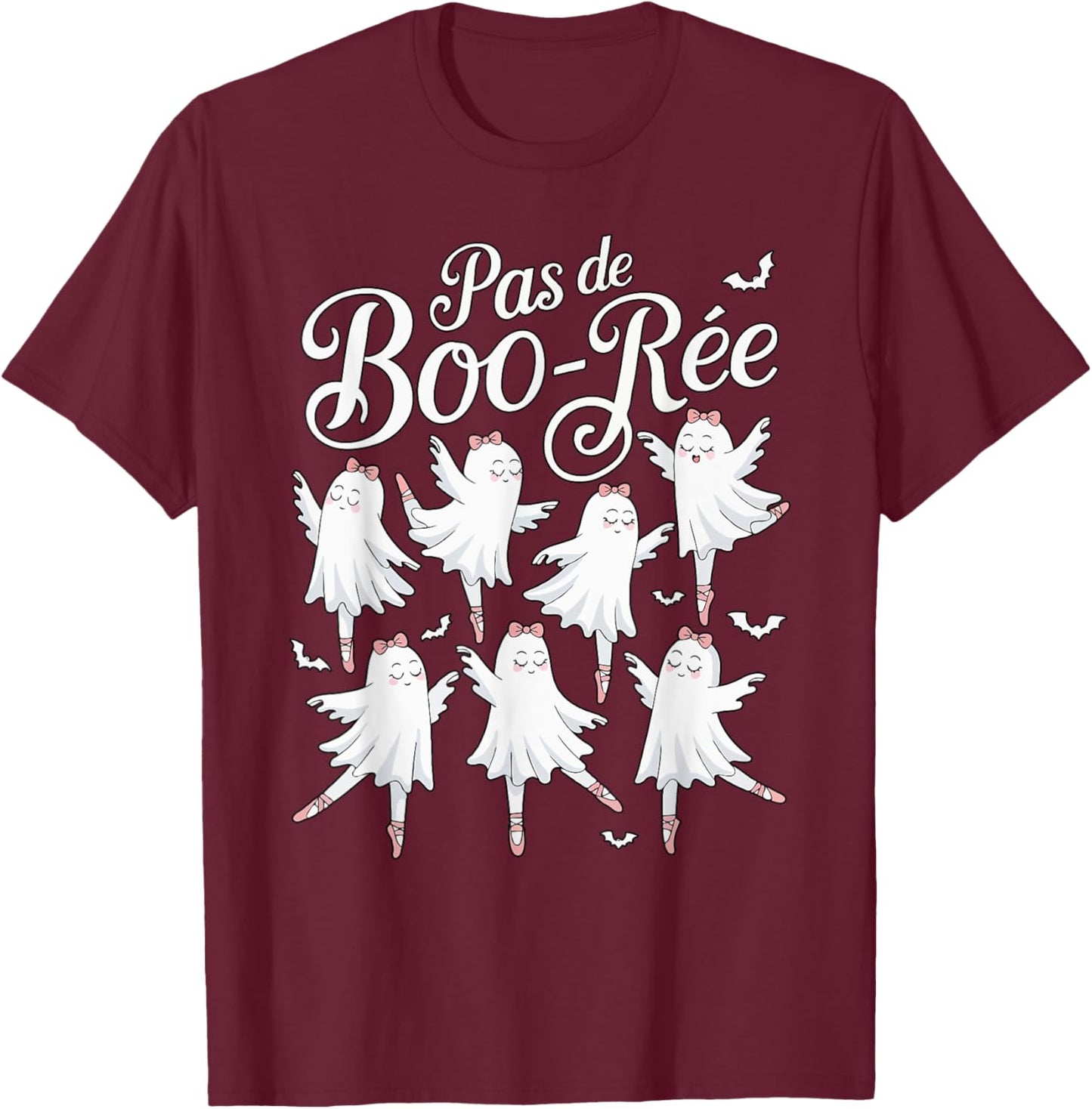 Pas de BOO-rée Ghost Ballet Dancer Halloween Dance Girls T-Shirt - T-Shirt | Maroon