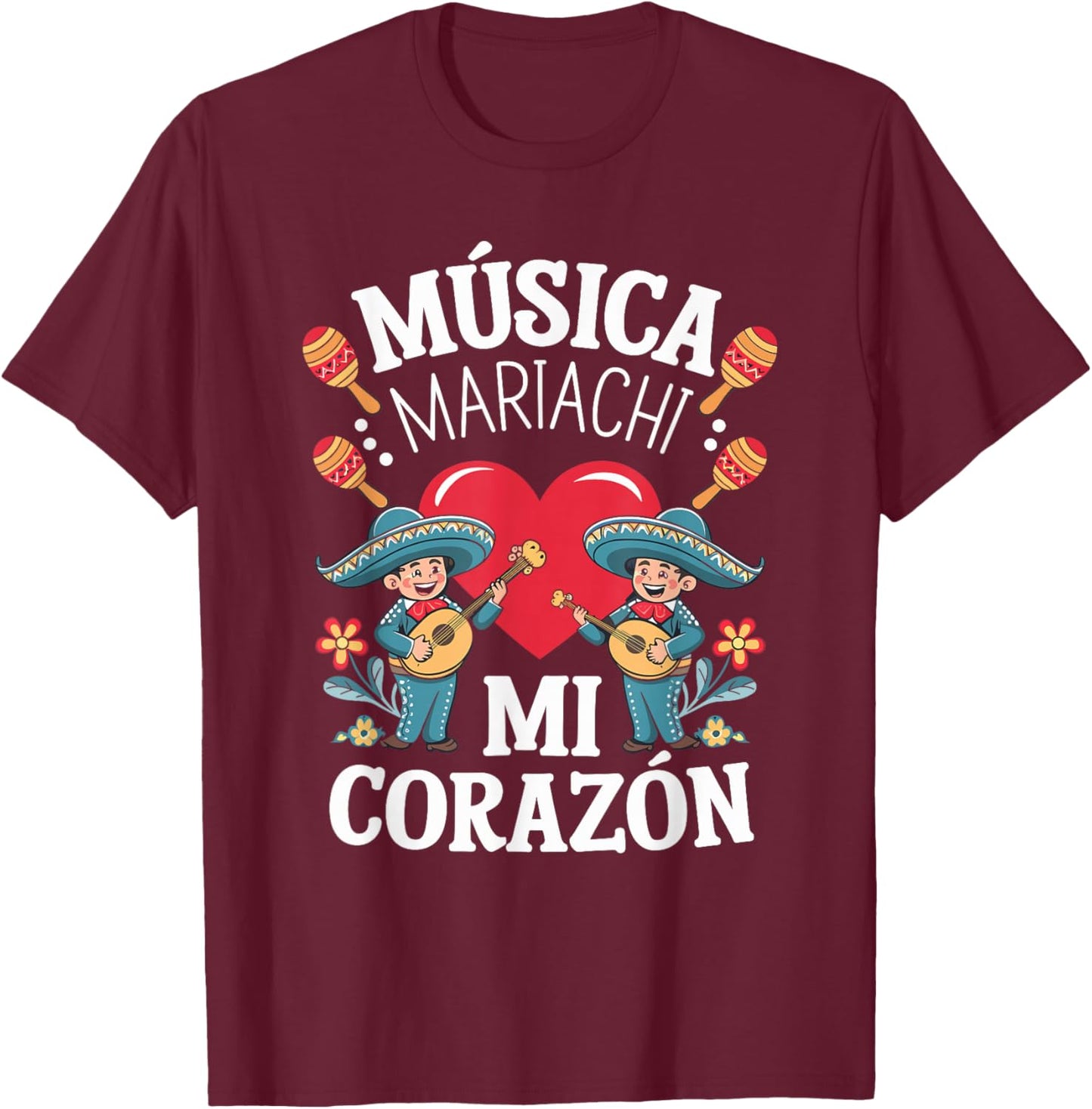 Traditional Mexican Cultural Music Mariachi Lover Fiesta T-Shirt - T-Shirt | Maroon