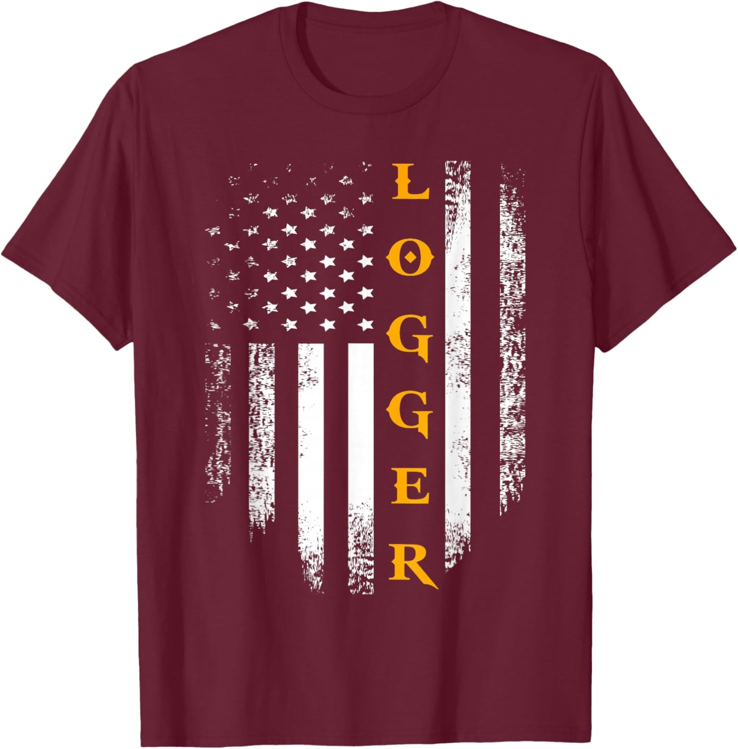 Vintage Logger With American Flag Logging/Carpenter Gift T-Shirt - T-Shirt | Maroon