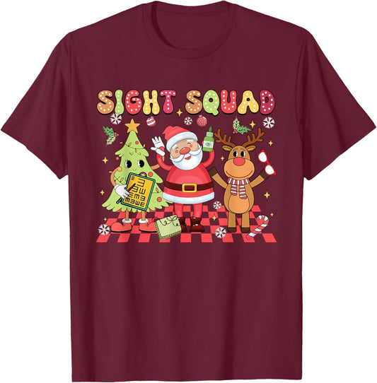 Sight Squad Christmas Optometry Ophthalmologist Crew T-Shirt - T-Shirt | Maroon