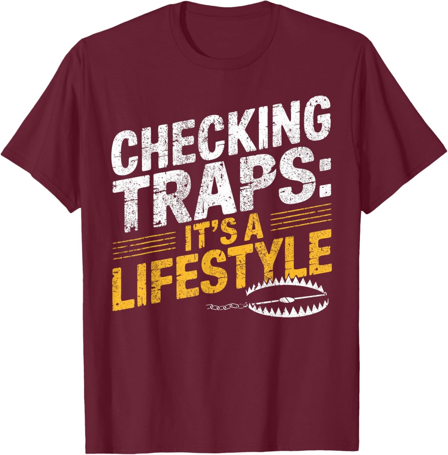 Trapper Life Trapping Check Trap T-Shirt - T-Shirt | Maroon