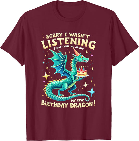 Whimsical Celebrations Epic Birthday Dragon Fantasy T-Shirt - T-Shirt | Maroon