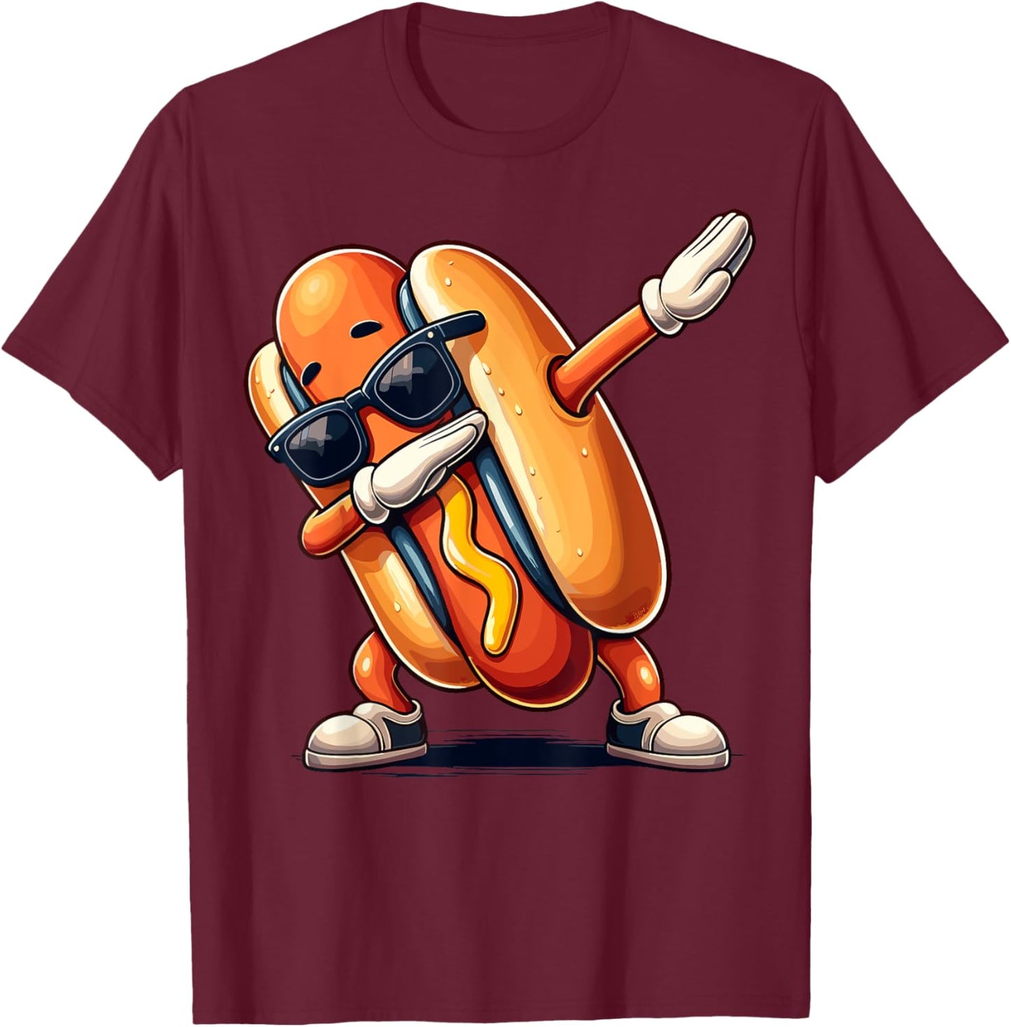 Cool Hot dog Dabbing Funny Fast Food Hotdog Lovers Toddler Women Kids T-Shirt - T-Shirt | Maroon