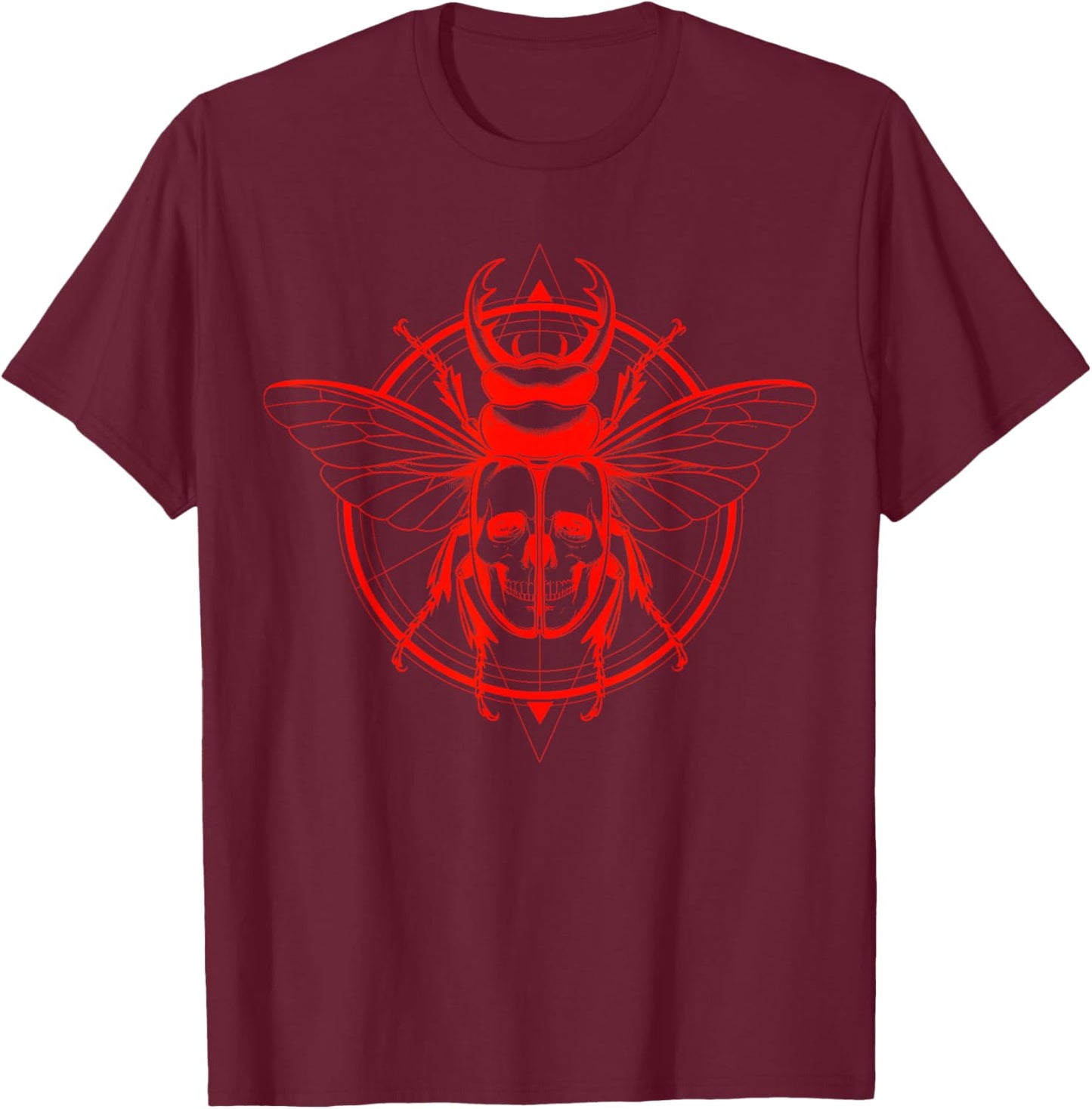 I Love Bugs Skeleton Egypt Design Insect Gothic Red T-Shirt - T-Shirt | Maroon