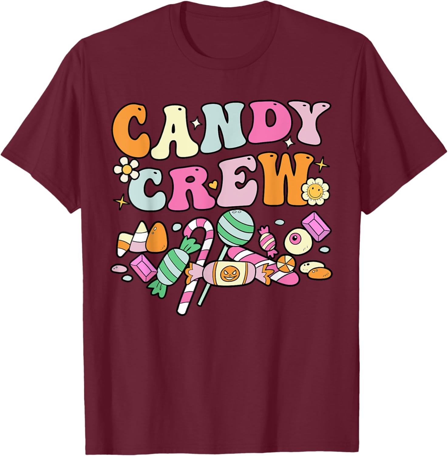 Groovy Halloween Candy Crew, Candyland Sour Patch T-Shirt - T-Shirt | Maroon