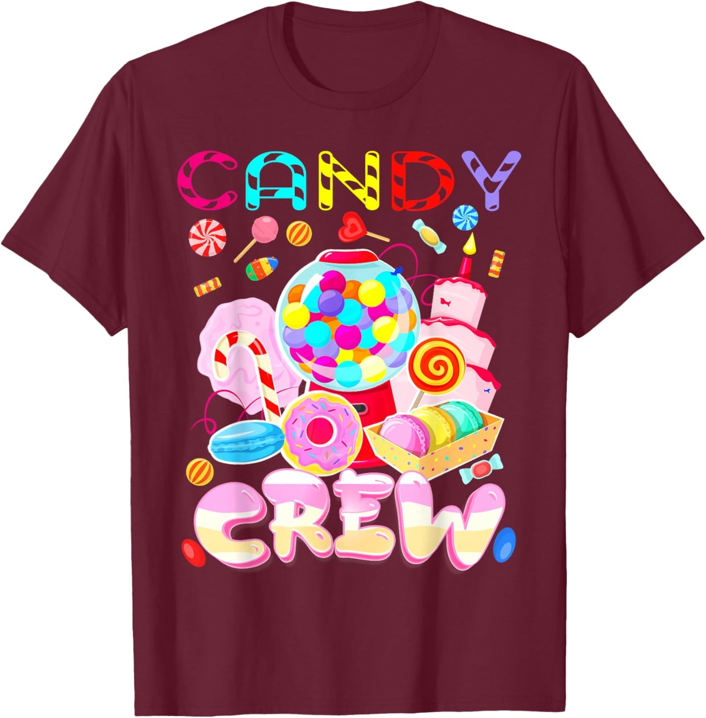 Candy Land Candy Crew Party Halloween Costumes Adult Women T-Shirt - T-Shirt | Maroon