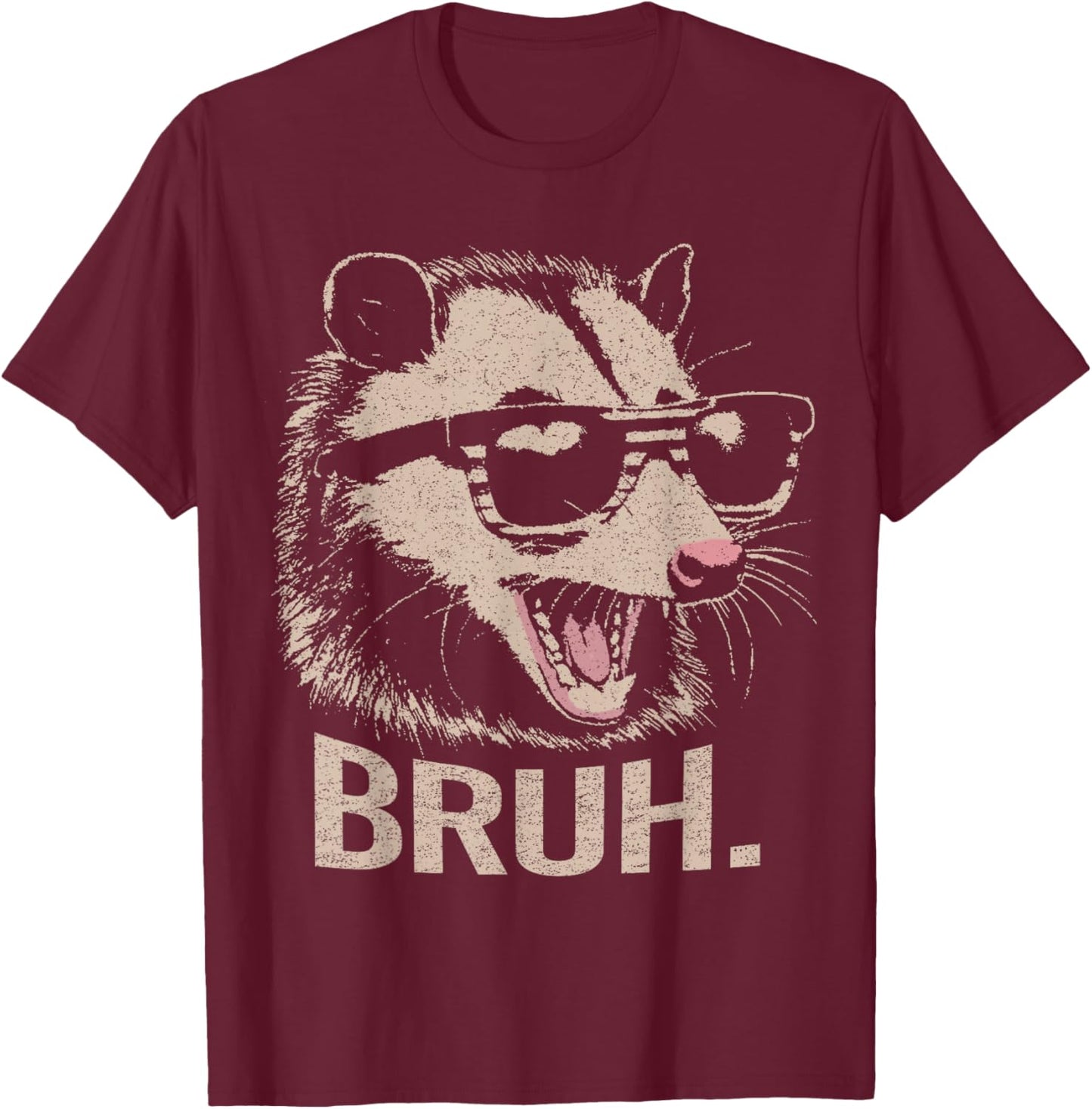 Bruh Opossum Funny Sunglasses Possum Lover Teens Slang Meme T-Shirt - T-Shirt | Maroon