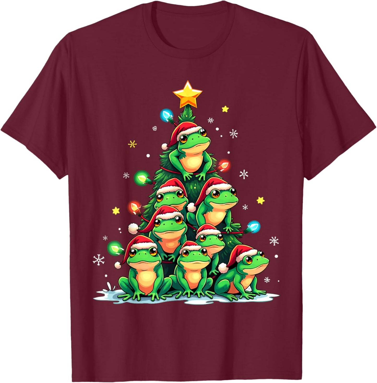 Frog Christmas Tree Funny Hopper Holiday Cute Frog T-Shirt - T-Shirt | Maroon