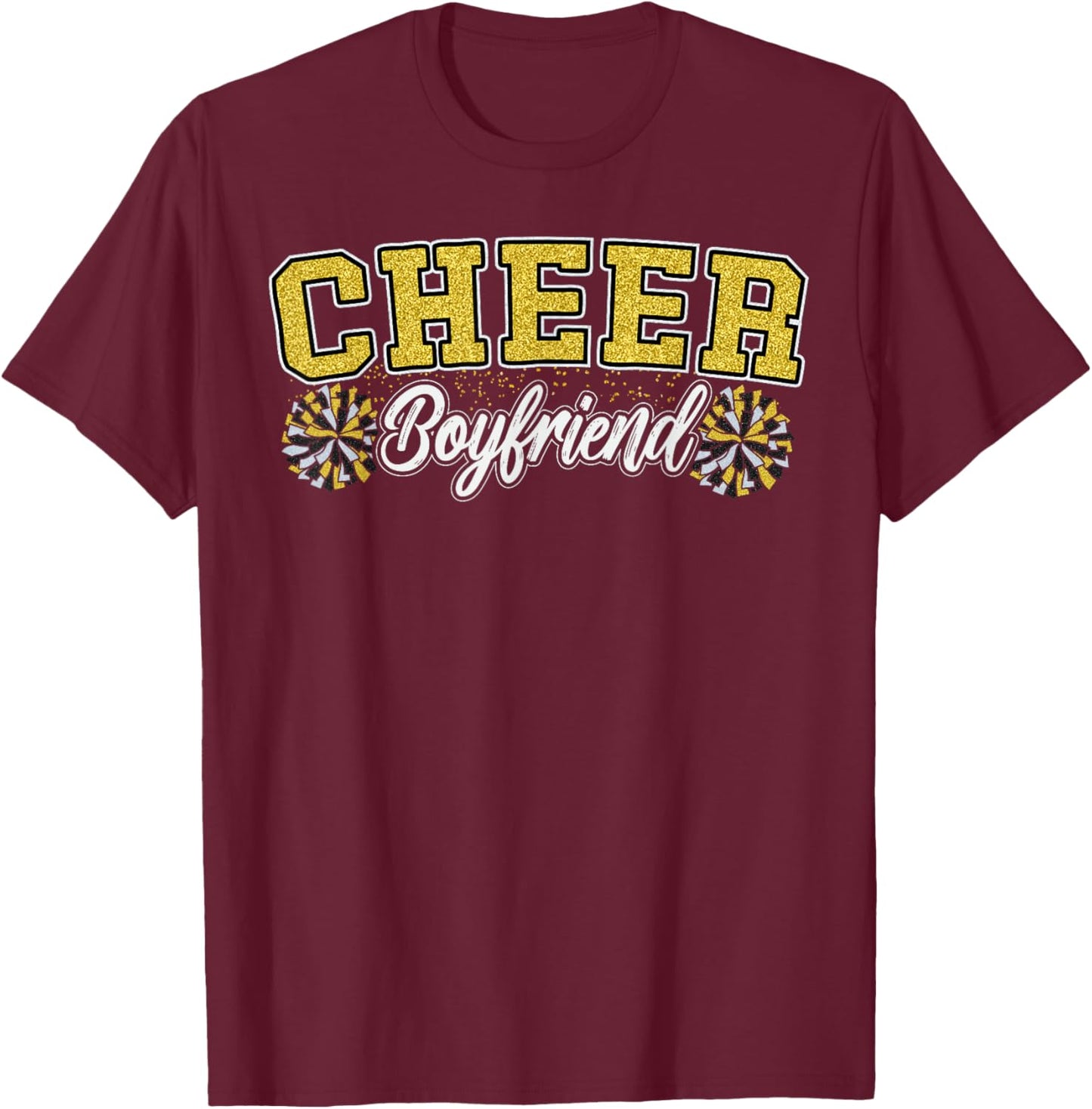 Loud Proud Cheer Boyfriend Pom Poms Yellow Cheerleader Women T-Shirt - T-Shirt | Maroon