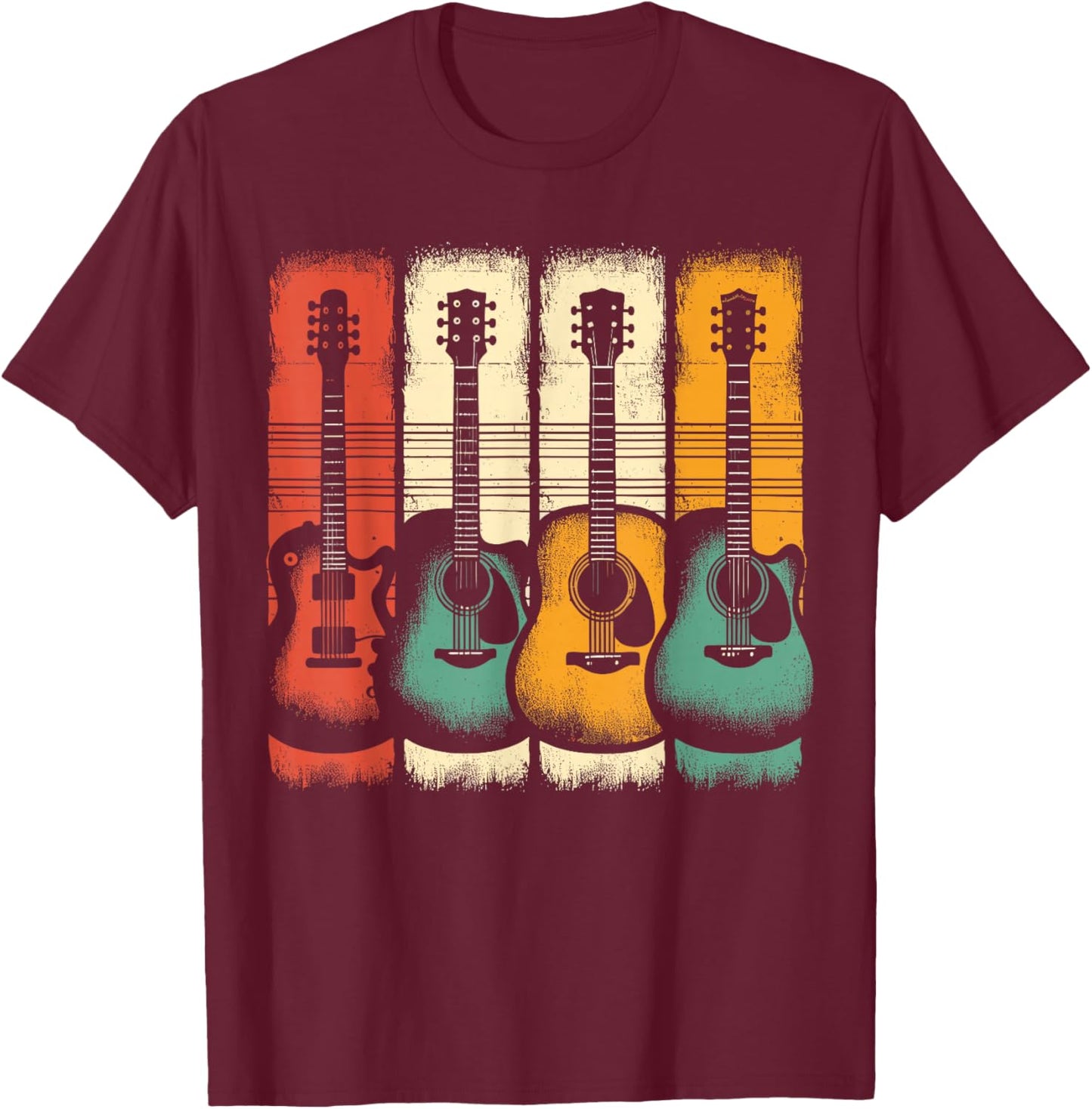 Guitars Music Vintage Guitar T-Shirt - T-Shirt | Maroon