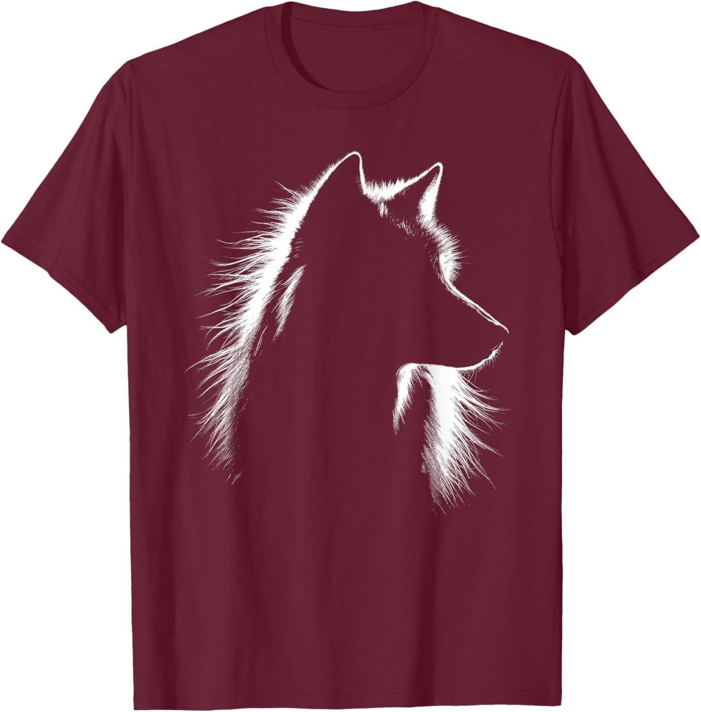 Wolf Face Lover Art Design T-Shirt - T-Shirt | Maroon