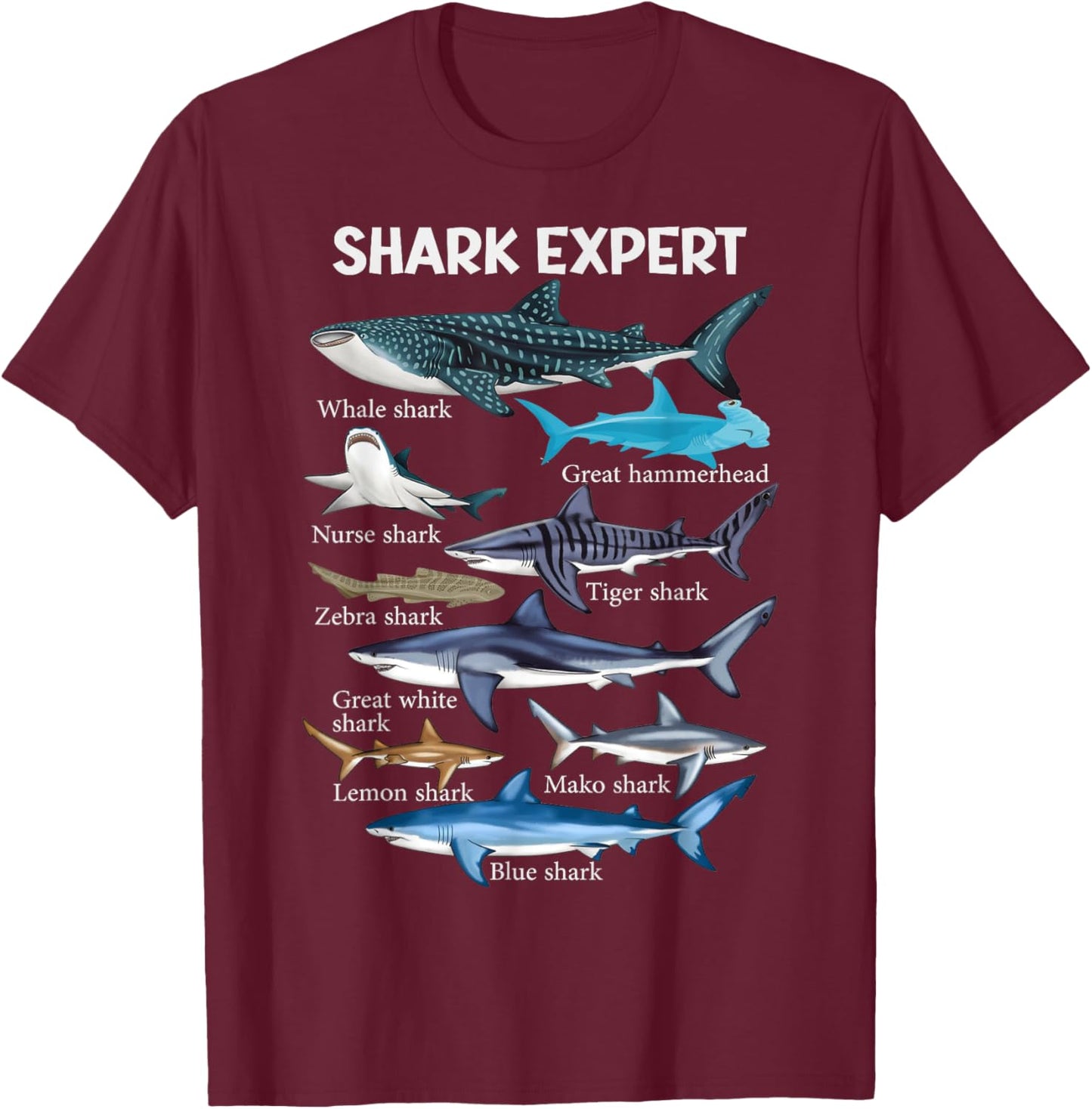 Shark for Kids , Adult & Toddler Boys Shark T-Shirt - T-Shirt | Maroon