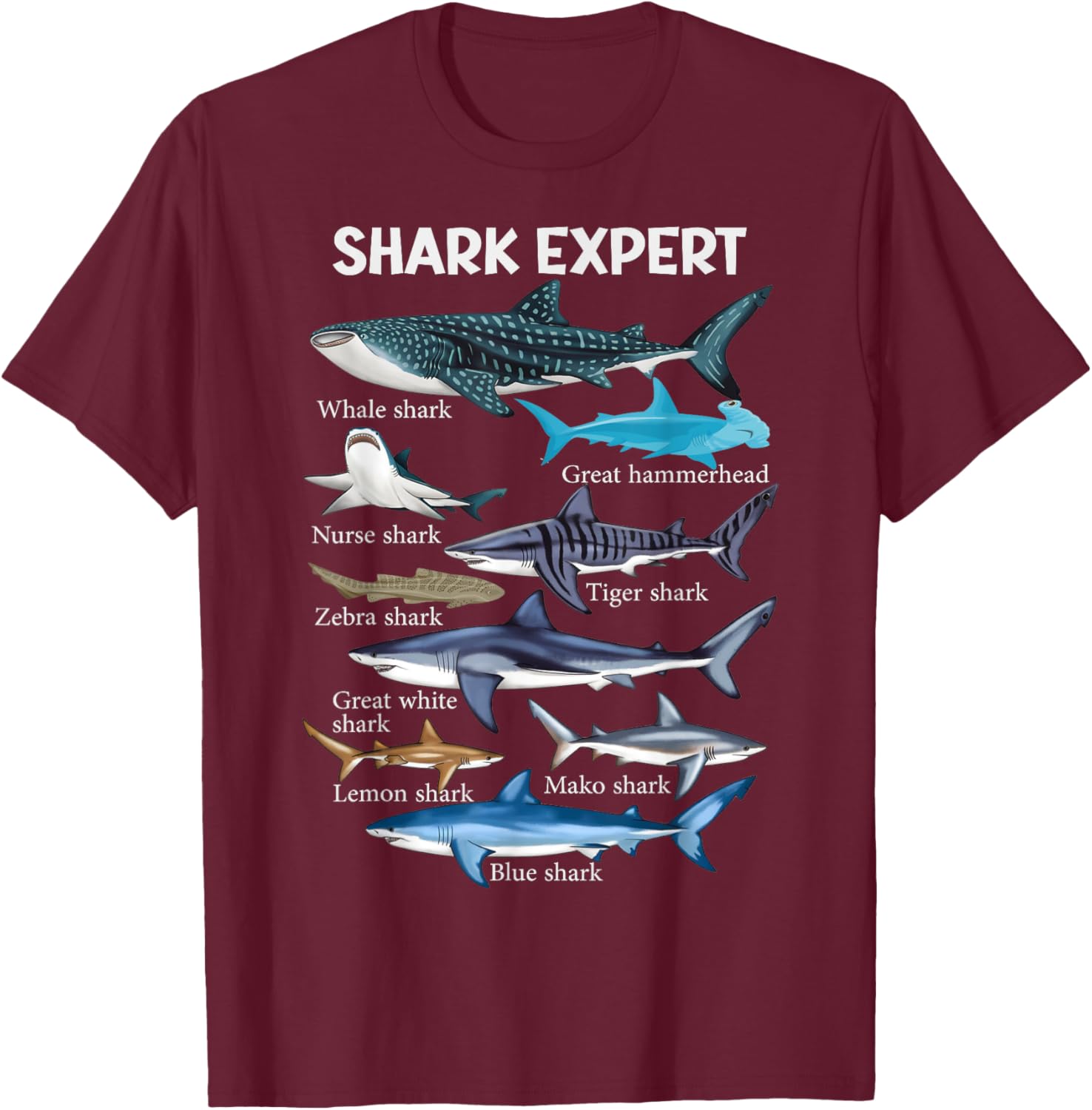 Shark for Kids , Adult & Toddler Boys Shark T-Shirt - T-Shirt | Maroon