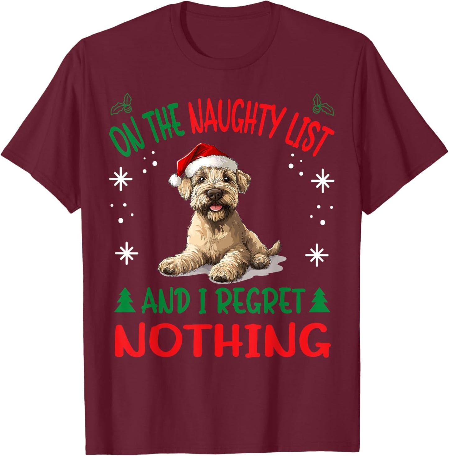 Cute Soft Coated Wheaten Terrier Dog Christmas On The T-Shirt - T-Shirt | Maroon