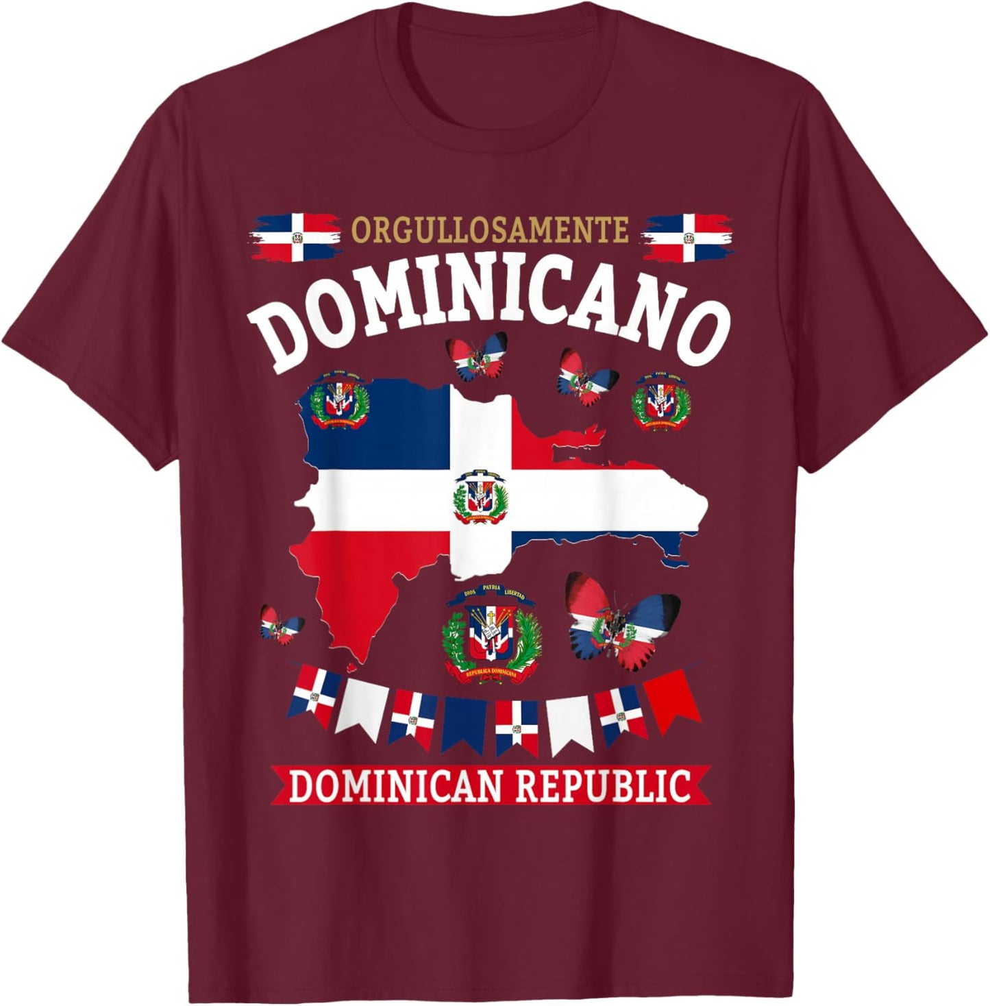 Republica Dominicana & Hispanic Dominicano Flag T-Shirt - T-Shirt | Maroon