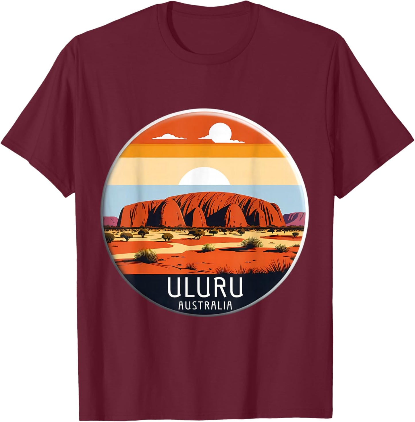 Uluru Australia Souvenir Ayers Rock Memorabilia Vintage Sun T-Shirt - T-Shirt | Maroon