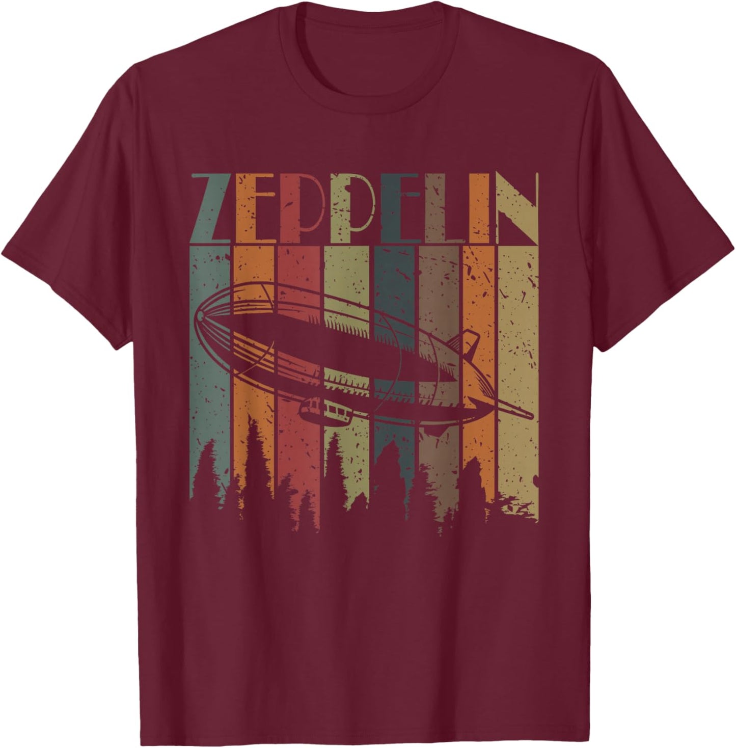 Vintage Zeppelin Funny Sunset Airship Pilot Dirigible Lovers T-Shirt - T-Shirt | Maroon
