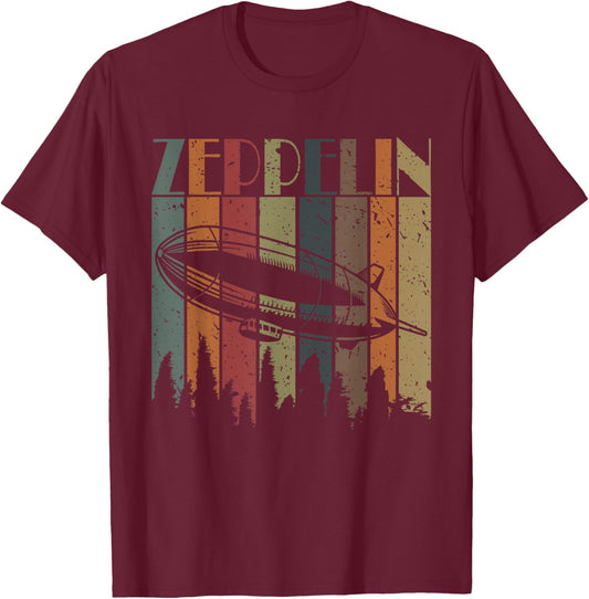 Vintage Zeppelin Funny Sunset Airship Pilot Dirigible Lovers T-Shirt - T-Shirt | Maroon