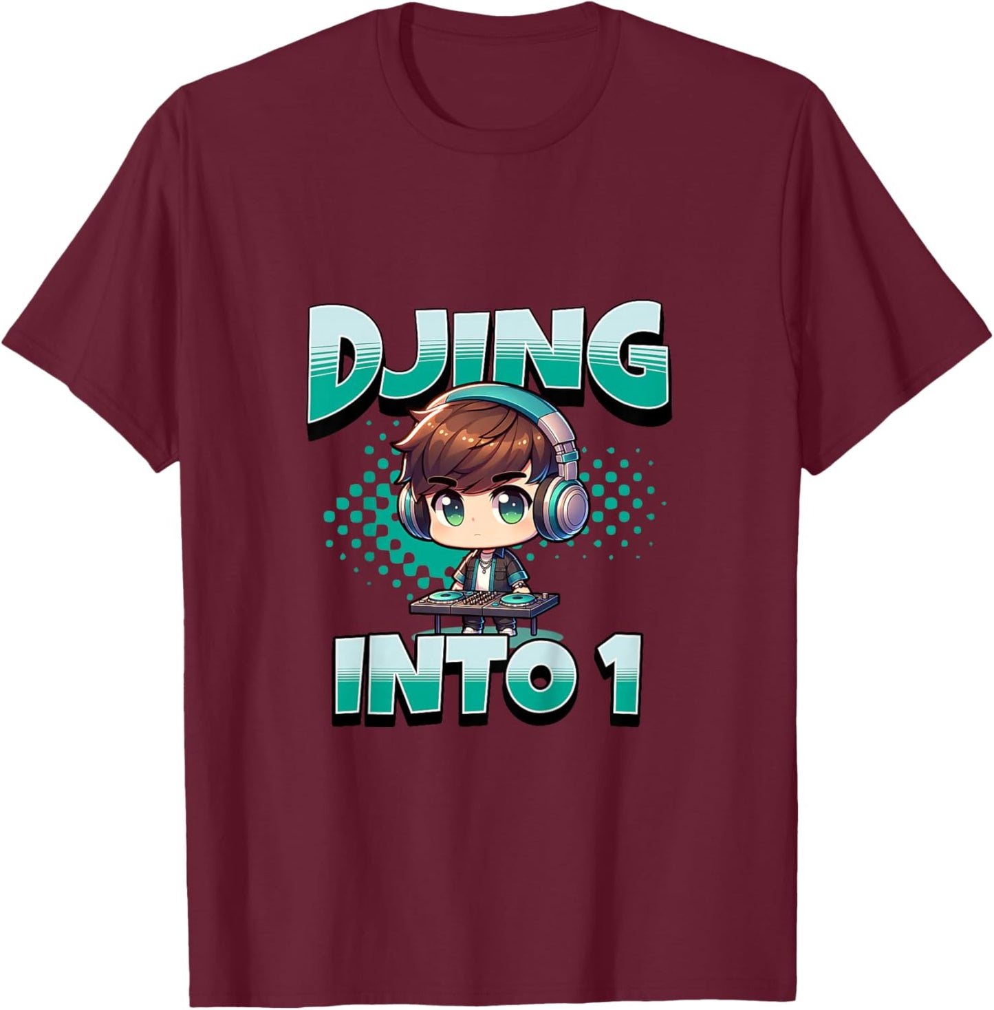 Kids Future DJ Music Djing Into 1 Year Old 1st Birthday Boy T-Shirt - T-Shirt | Maroon