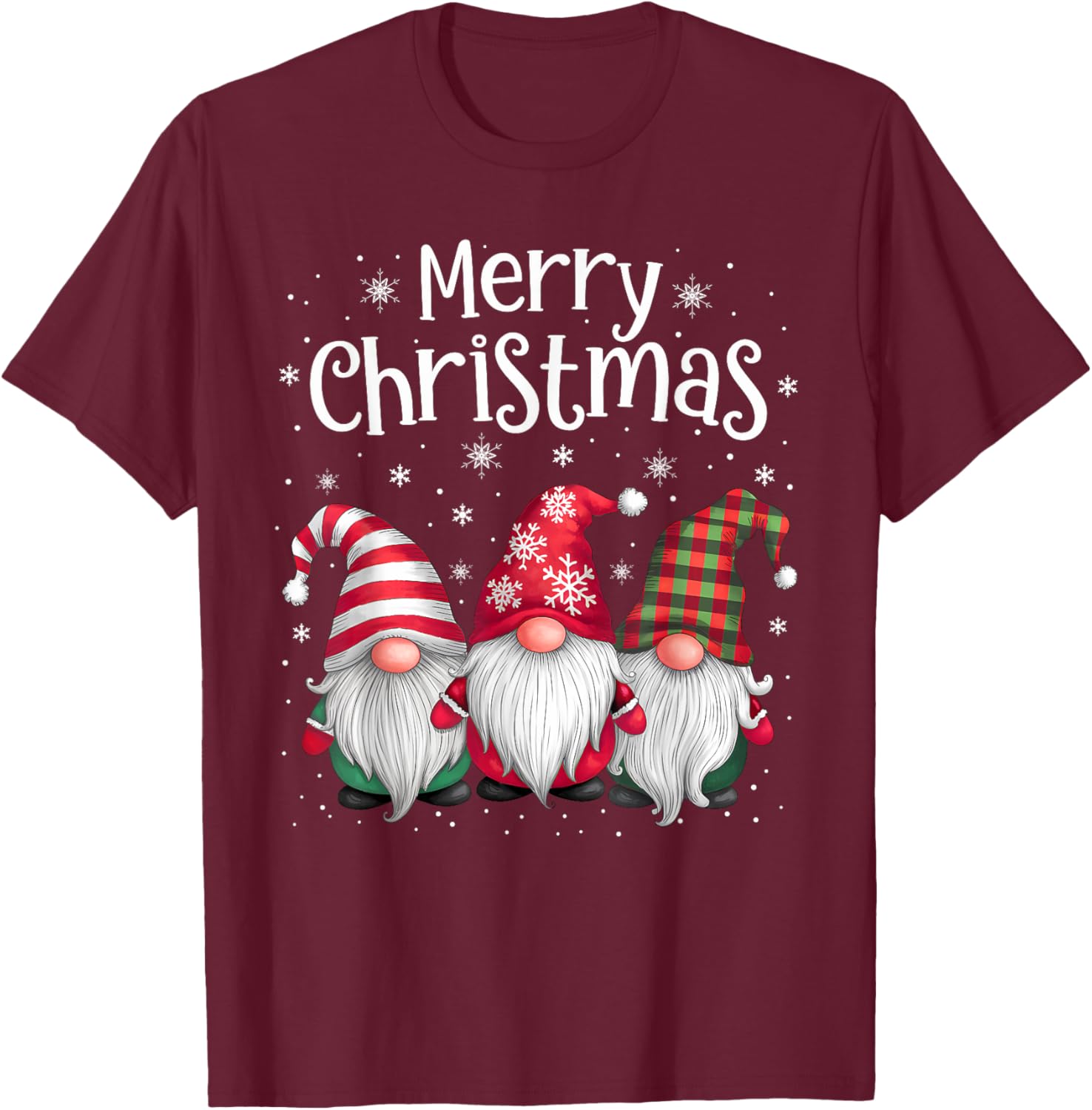 Merry Christmas Gnomes Family Xmas Festive Holiday Gnome T-Shirt - T-Shirt | Maroon