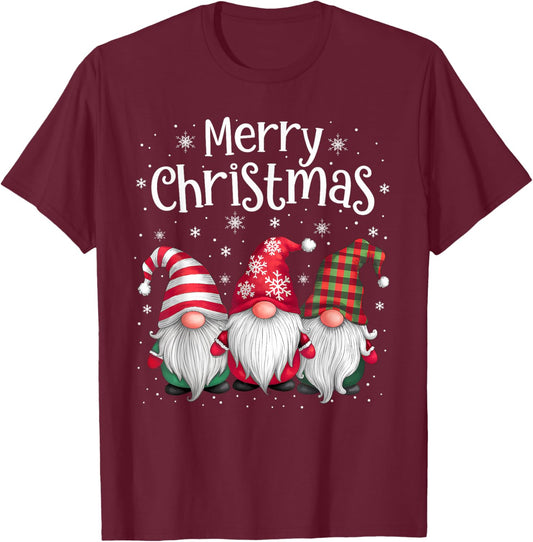 Merry Christmas Gnomes Family Xmas Festive Holiday Gnome T-Shirt - T-Shirt | Maroon