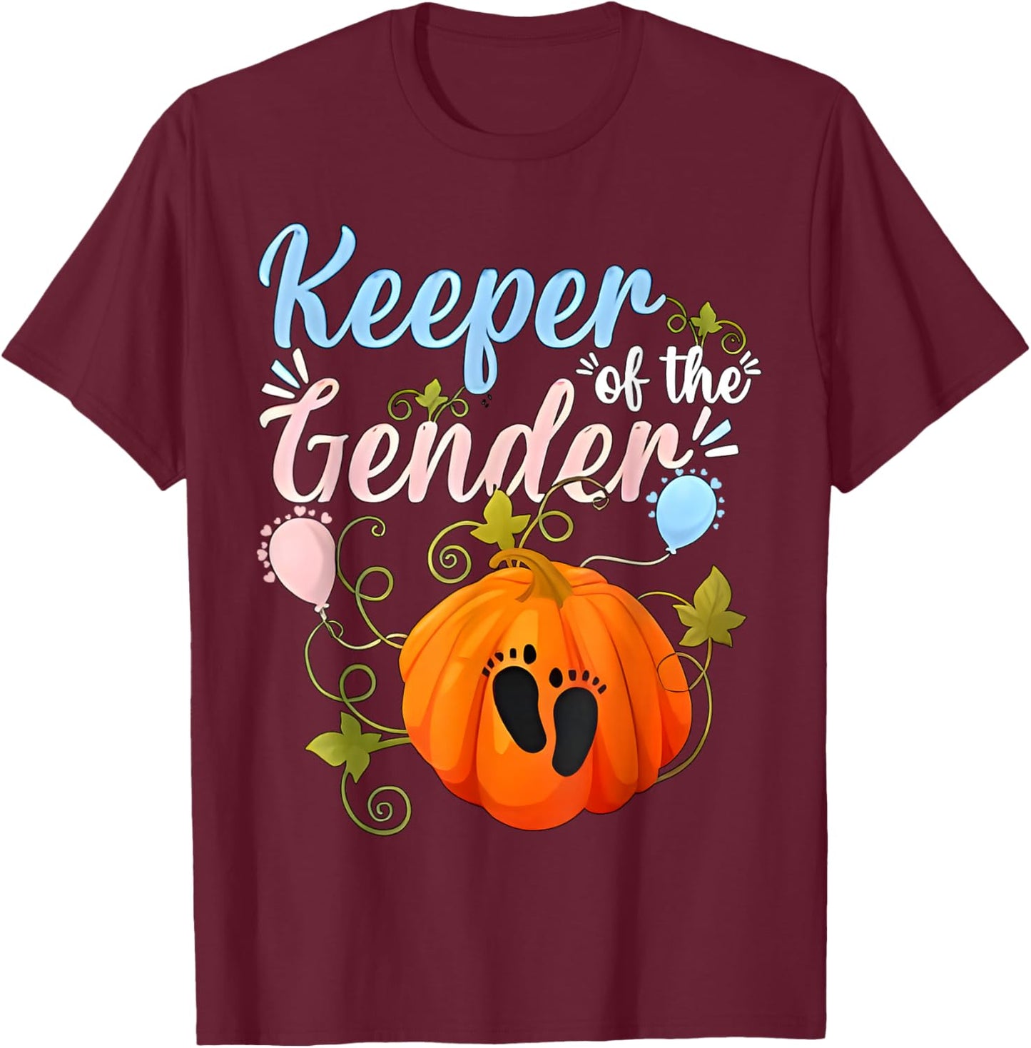 Keeper Of The Gender Reveal Baby Halloween Pregnancy Pumpkin T-Shirt - T-Shirt | Maroon