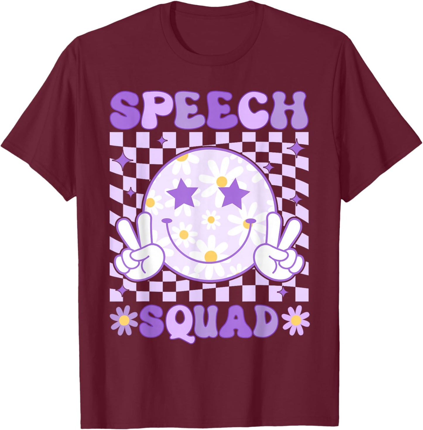 Groovy Speech Squad SLP Teacher Speech Language Pathologist T-Shirt - T-Shirt | Maroon