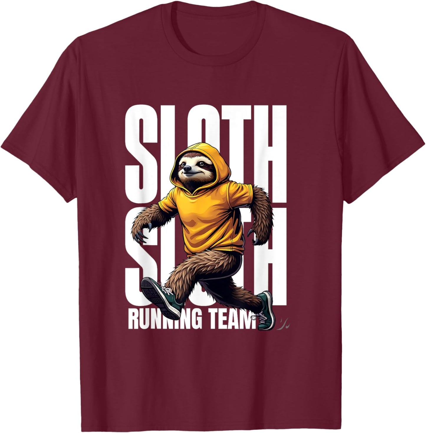 Funny Running Sloth - Sloth Running Team Men Women Kids Gift T-Shirt - T-Shirt | Maroon