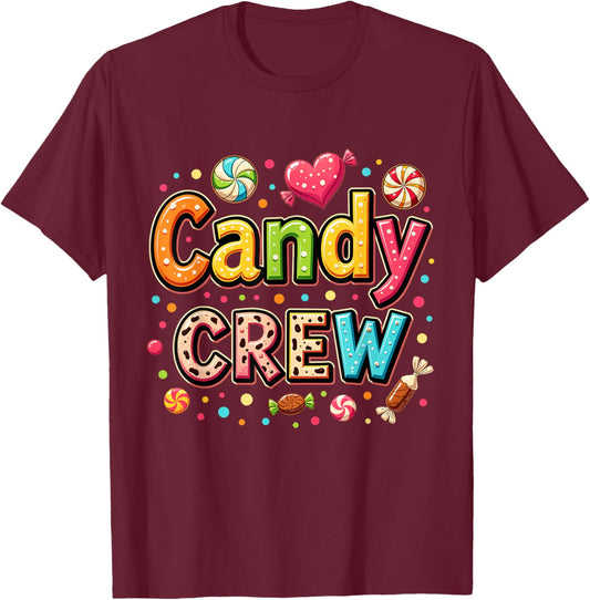Candy Party Crew Lover Cute Halloween Trick or Treat Outfit T-Shirt - T-Shirt | Maroon