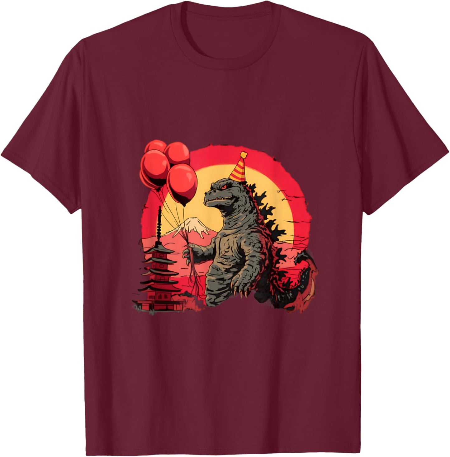 Kaiju Birthday Party Japan Monster Movie Bday Japanese T-Shirt - T-Shirt | Maroon