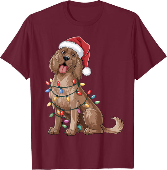 English Setter Christmas Lights Xmas Dogs Gifts Men Women T-Shirt - T-Shirt | Maroon